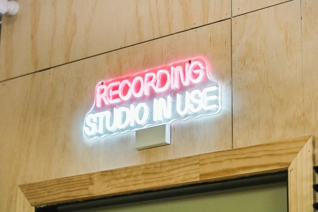 Recording studio in use sign